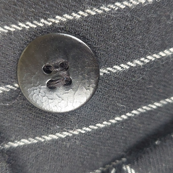 Vintage Y2K Armani Collezioni Pinstripe Wool Blend Blazer Black 8 - Picture 6 of 10